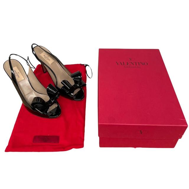 Valentino Black Patent Leather Bow Slingback High Heels