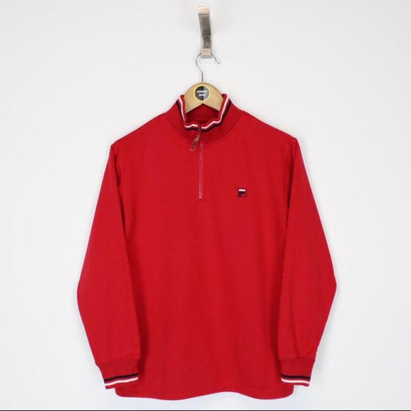 Vintage 00’s Fila Red Pullover 1/4 Zip Sweatshirt Jumper