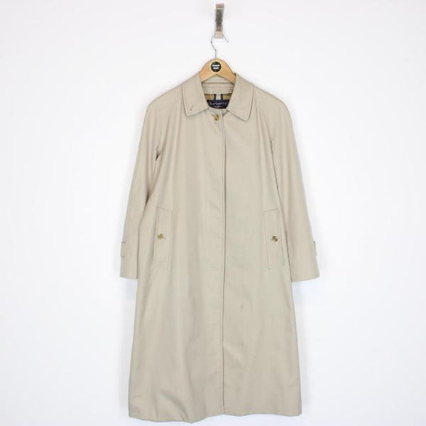 Vintage 90s Burberry Beige Nova Check Single Breasted Trench Coat