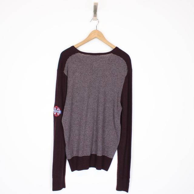 Love Moschino Burgundy Virgin Wool Blend V-Neck Jumper