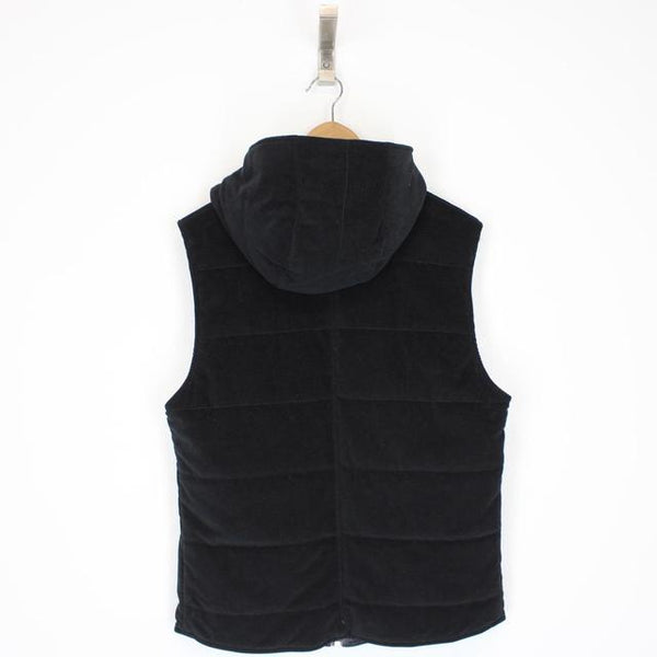 Dolce &amp; Gabbana Black Quilted Corduroy Hooded Gilet / Bodywarmer