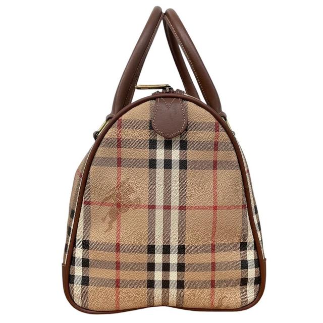 Vintage Burberry Tan Brown Nova Check PVC/Leather Boston Bag