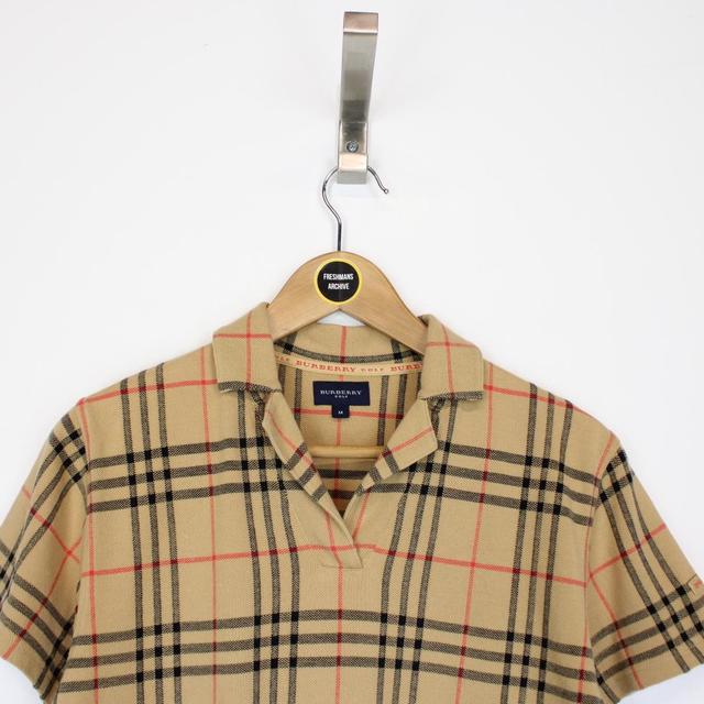 Vintage 00s Burberry London Beige Nova Check Short Sleeve Polo Shirt