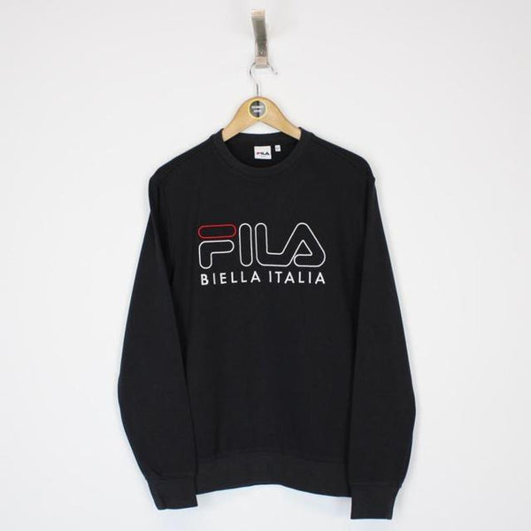 Vintage 00’s Fila Black and White Crew Neck Spellout Sweatshirt Jumper