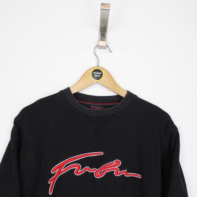 Vintage 90s Fubu Black and Red Spellout Sweatshirt Jumper