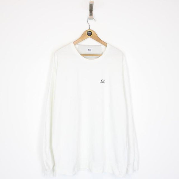 CP Company White Cotton Logo Sweatshirt Jumper