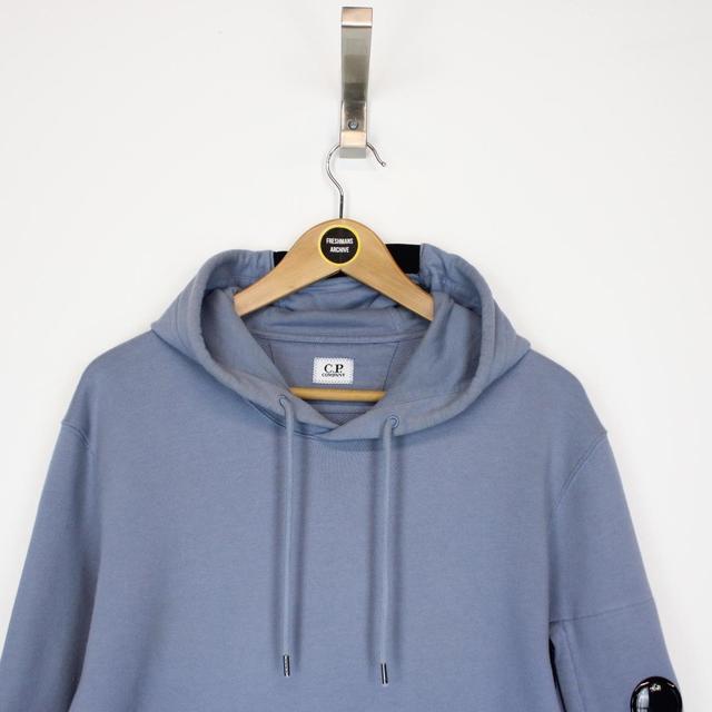 CP Company Blue Diagonal Fleece Cotton Hoodie Jumper