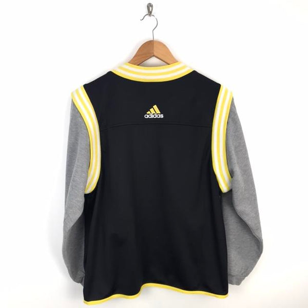 Vintage 90’s Adidas Black, Yellow and Grey Spellout Zip Up Track Jacket