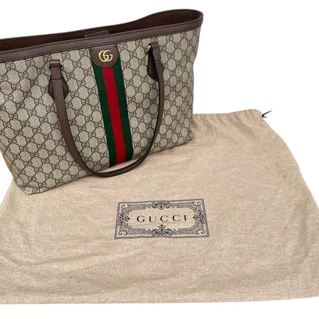 Gucci Ophidia GG Monogram Beige and Brown Medium Tote Bag