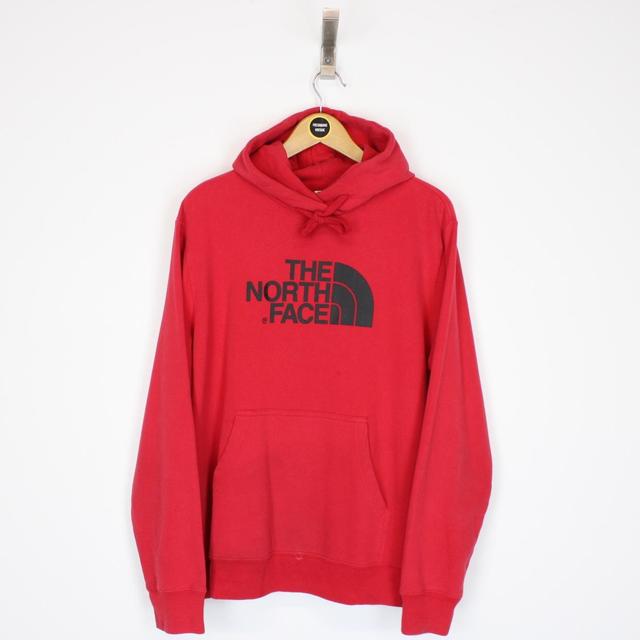 Vintage 00s The North Face Red and Black Spellout Hoodie Jumper