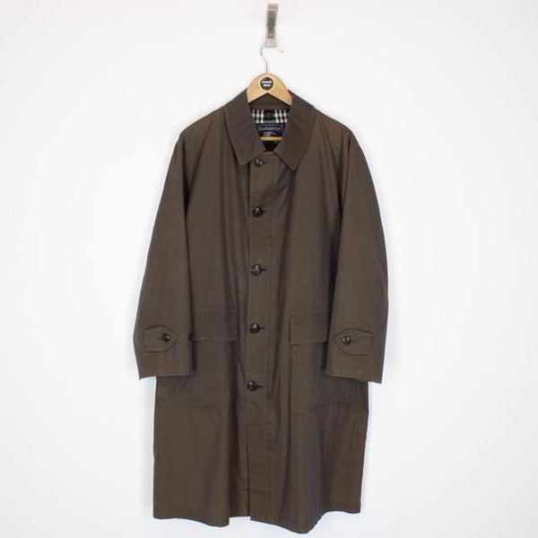 Vintage 90s Burberry Brown Nova Check Single Breasted Trench Coat