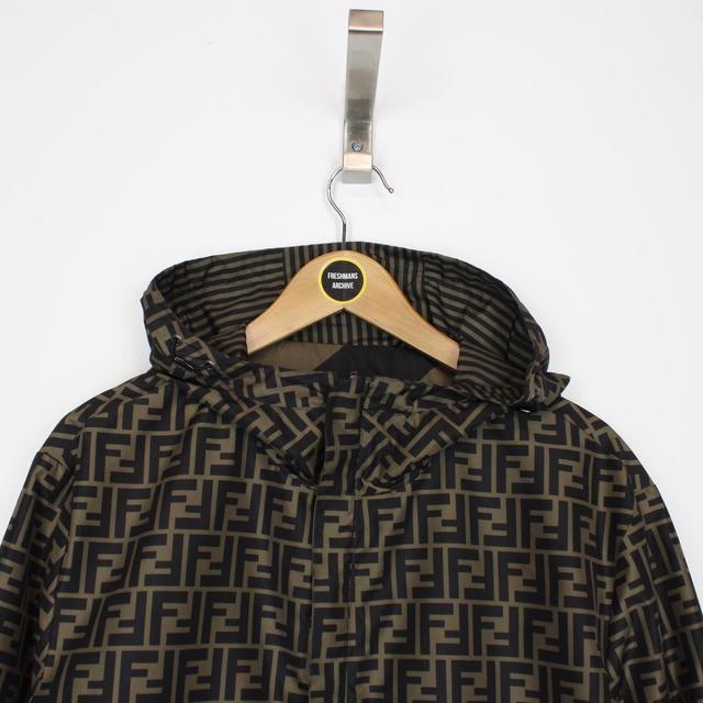 Fendi Brown and Black Zucca Monogram Reversible Windbreaker Jacket