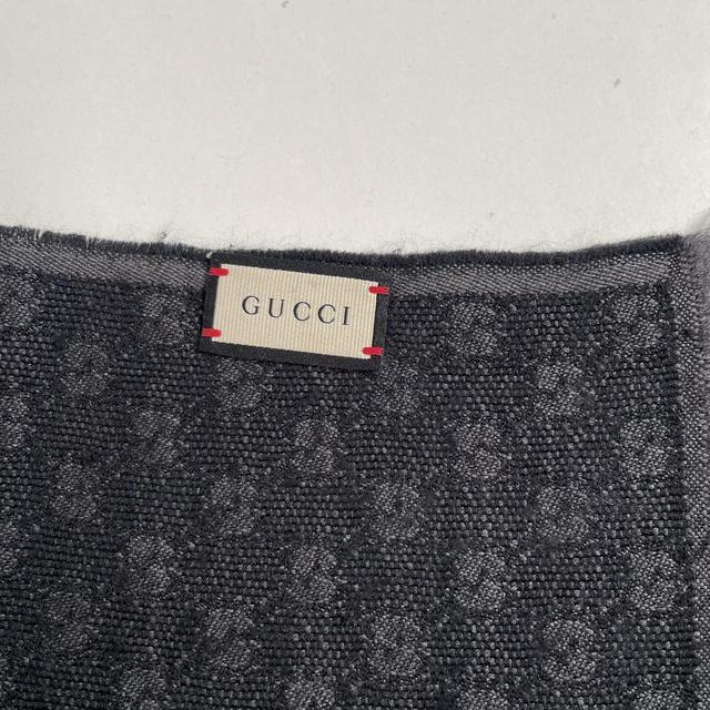 Gucci Dark Grey Sherry Line GG Monogram Wool/Silk Scarf