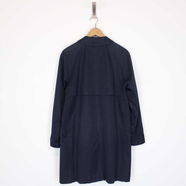 Burberry London Navy Blue Nova Check Single Breasted Trench Coat