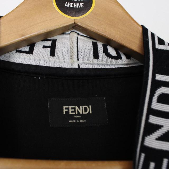 Fendi Black and White Mock Neck Short Sleeve T-Shirt