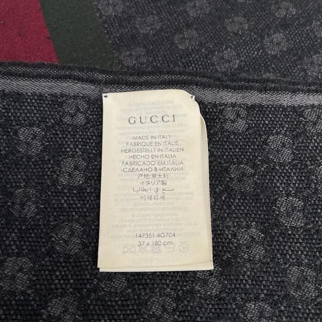 Gucci Dark Grey Sherry Line GG Monogram Wool/Silk Scarf