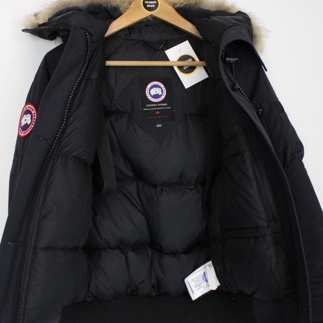 Canada Goose Navy Blue Chilliwack Bomber Down Jacket with Fur Trim