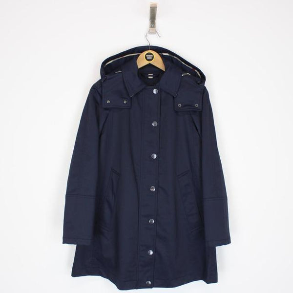 Burberry Brit Navy Blue Nova Check Coat with Removable Wool Lining