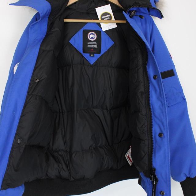 Canada Goose Blue PBI Chilliwack Bomber Down Jacket with Fur Trim