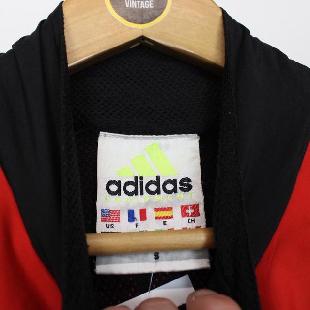 Vintage 90s Adidas Equipment Red and Black Full Zip Waterproof Jacket