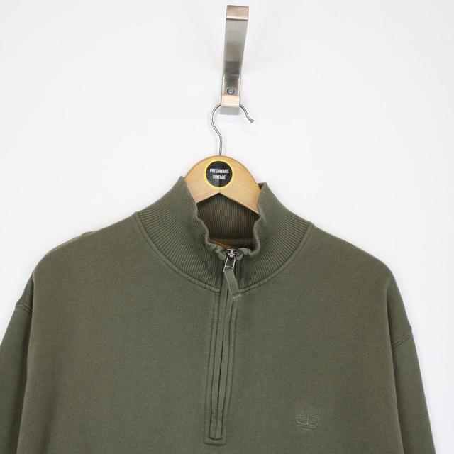 Vintage 00s Timberland Green 1/4 Zip Sweatshirt Jumper