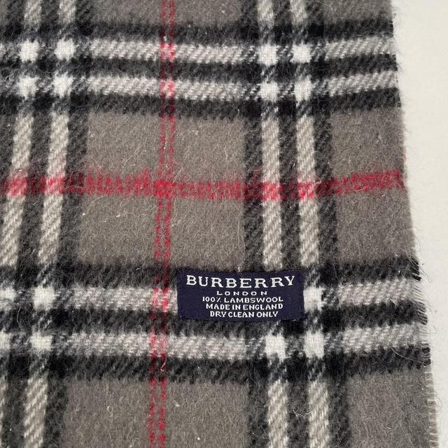 Vintage 90s Burberry Grey Nova Check Lambswool Scarf