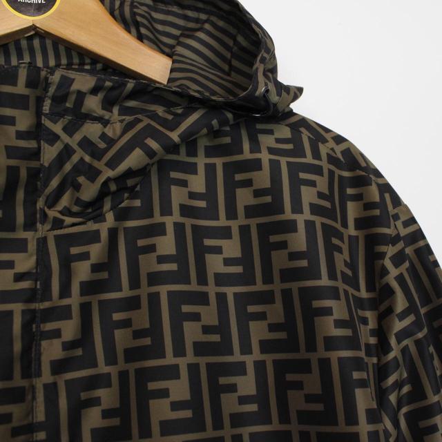 Fendi Brown and Black Zucca Monogram Reversible Windbreaker Jacket