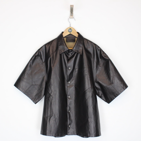 Prada Nappa Lambskin Leather and Fabric Shirt XL