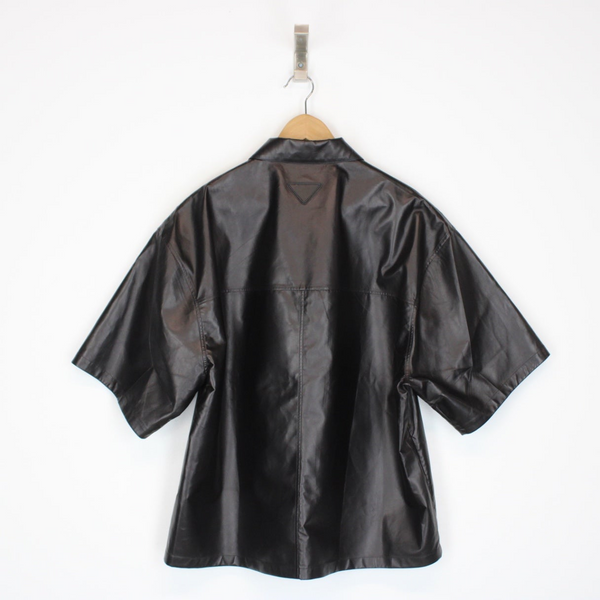 Prada Nappa Lambskin Leather and Fabric Shirt XL