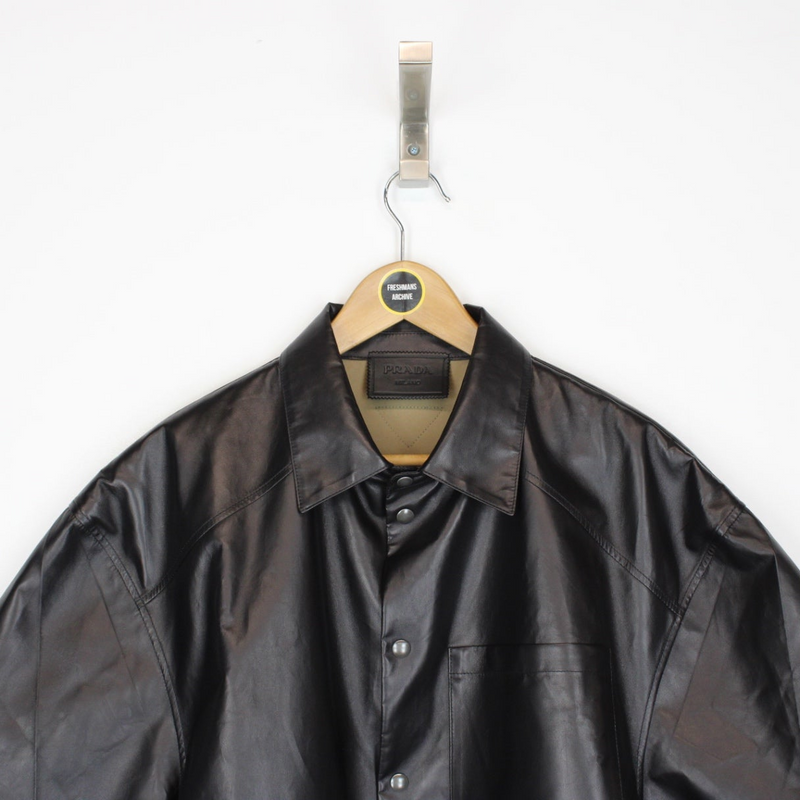 Prada Nappa Lambskin Leather and Fabric Shirt XL