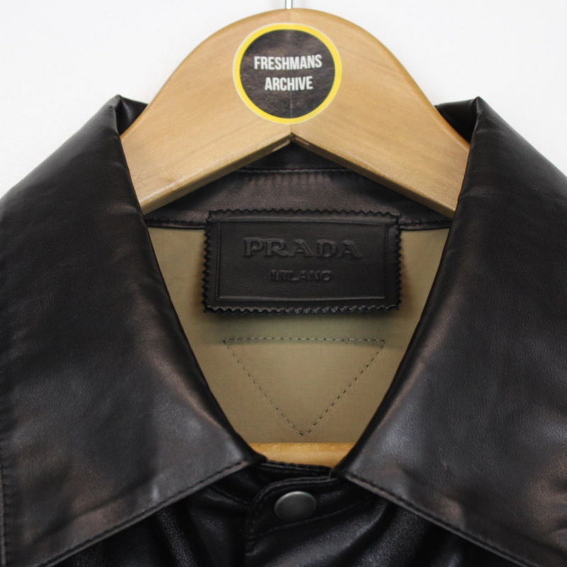 Prada Nappa Lambskin Leather and Fabric Shirt XL